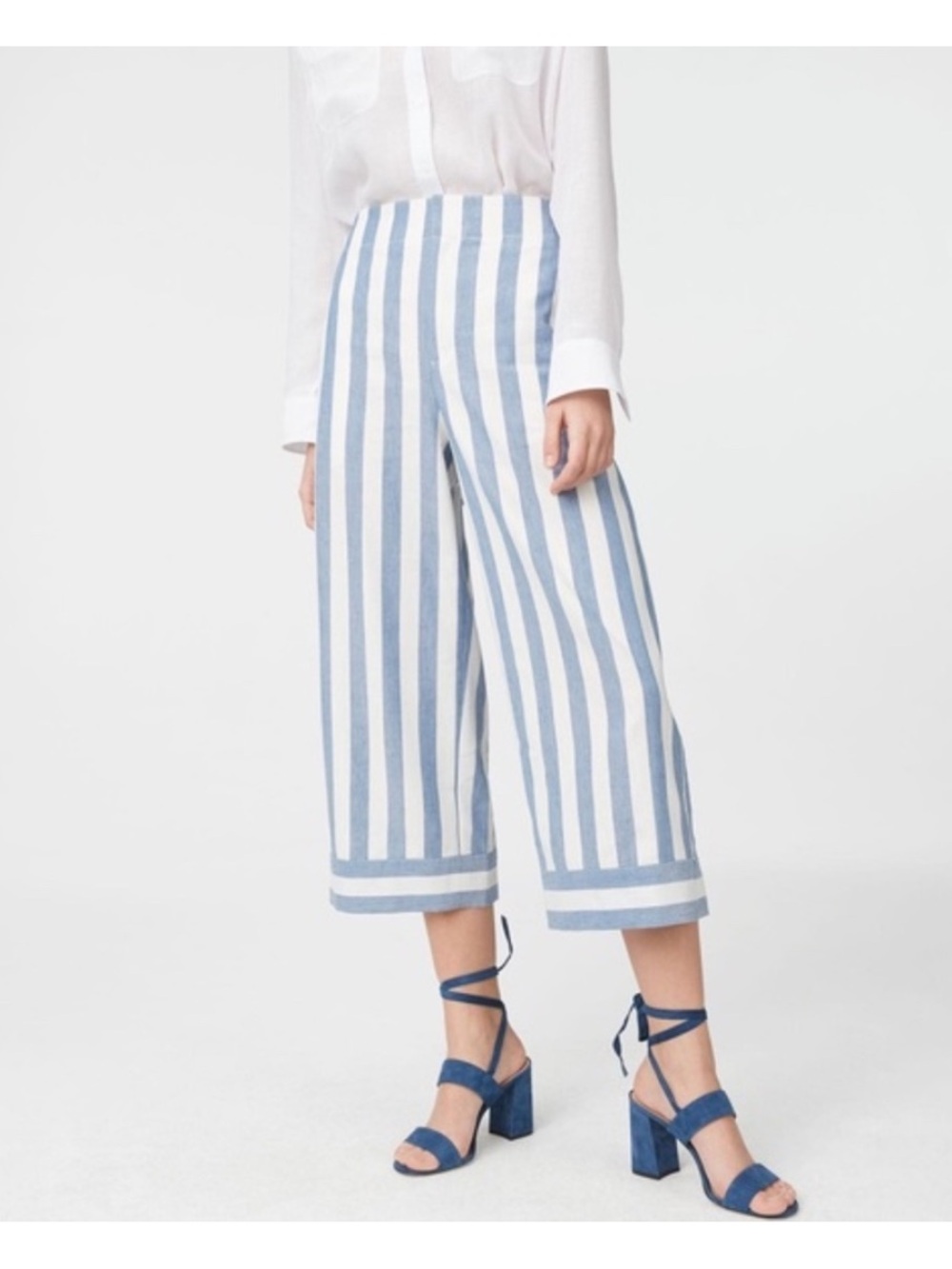 Club Monaco Blue and White Striped Culottes